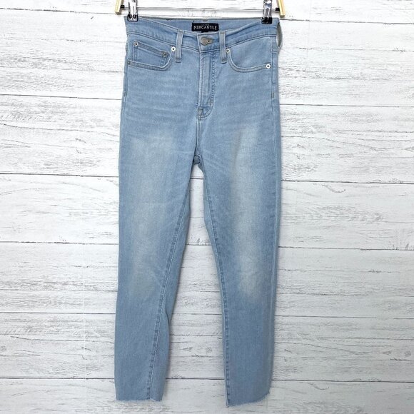 J. Crew Mercantile Women's Jeans High Rise Skinny Light Wash Raw Hems size 24 - Picture 1 of 9